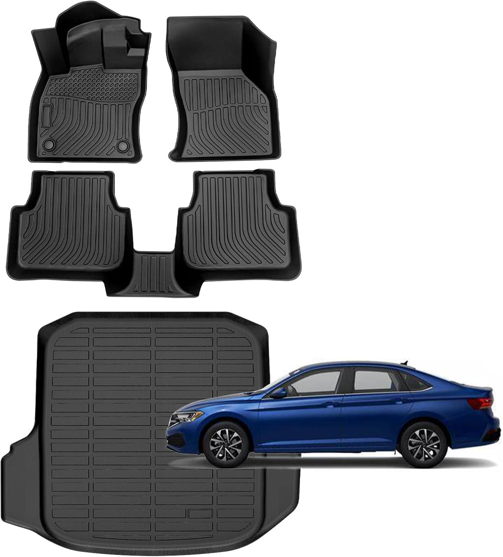for Volkswagen Jetta Floor Mats 2026 2019-2025,Car Mats for VW Jetta S/SE/SEL/SEL Premium/R-Line/Sport/GLI All Weather Floor Mats Cargo Liner Accessories 2019-2026