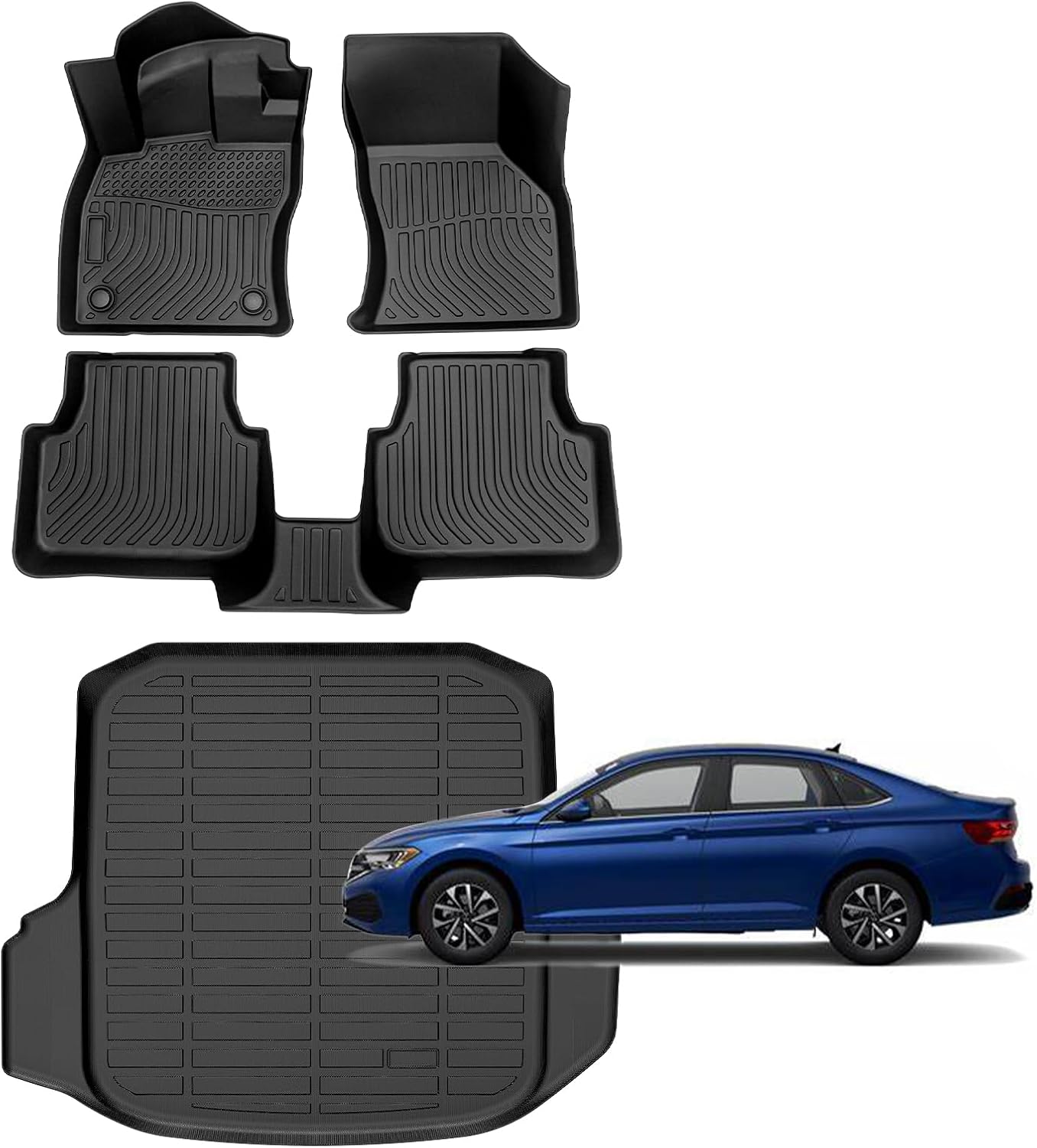 for Volkswagen Jetta Floor Mats 2026 2019-2025,Car Mats for VW Jetta S/SE/SEL/SEL Premium/R-Line/Sport/GLI All Weather Floor Mats Cargo Liner Accessories 2019-2026