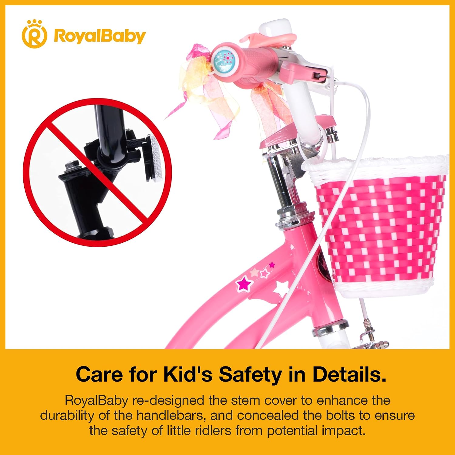 RoyalBaby Girls Bike with Training Wheels and Kickstand, Stargirl Kids Bicycle 16 Inch Toddlers to Big Kids 4-7 Years, Coral Red