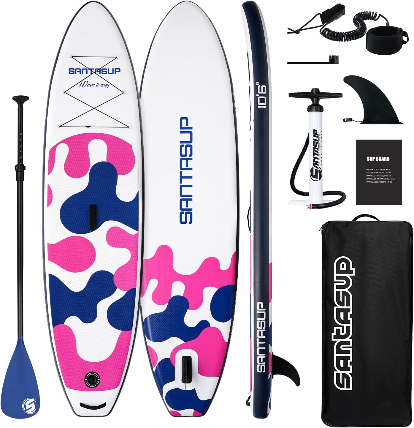 Inflatable Stand Up Paddle Board with SUP Accessories, Anti-Slip EVA Deck, 10'6'/11' Wide Stance Board, Sup Board for Adults & Youth of All Skill Levels Backpack
