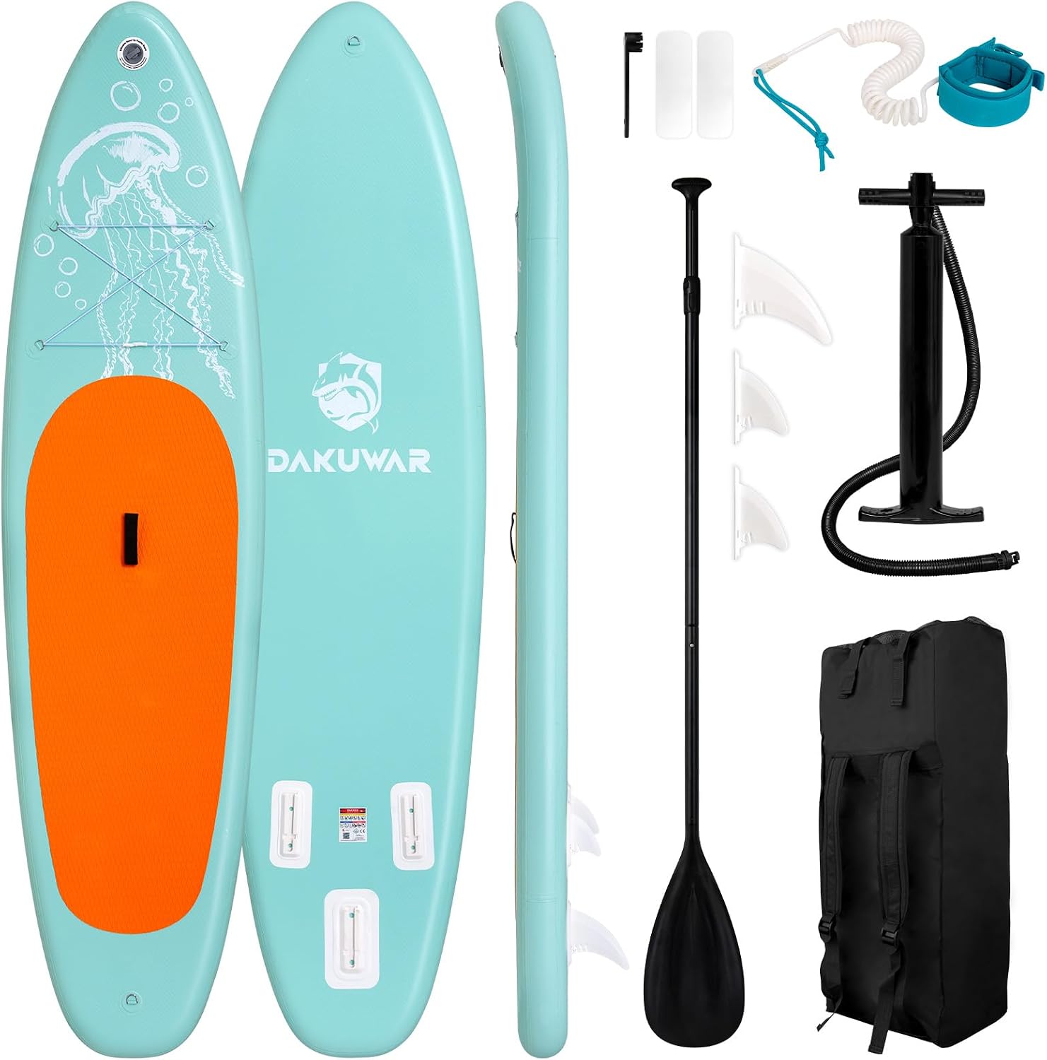 DAKUWAR Paddle Board 10'6''/10' Inflatable Stand Up Paddle Boards with SUP Accessories Ultra-Light Paddleboard Non-Slip Comfort Deck for Adults & Youth of All Skill Levels