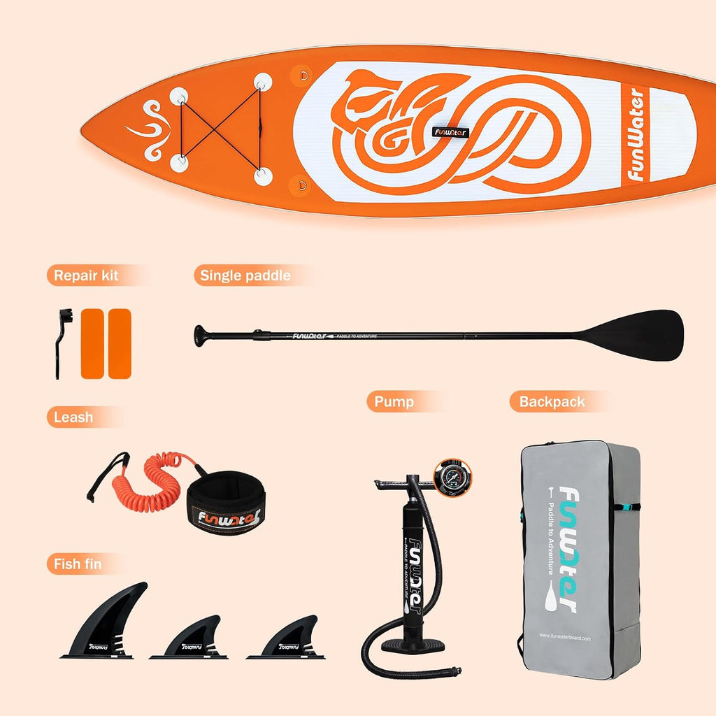 FunWater 8'/10'/10'6'/11'6' Inflatable Stand Up Paddle Board with Premium SUP Paddleboard Accessories, Wide Stable Anti-Slip EVA Deck,Paddle Boards for Adults & Youth of All Skill Levels