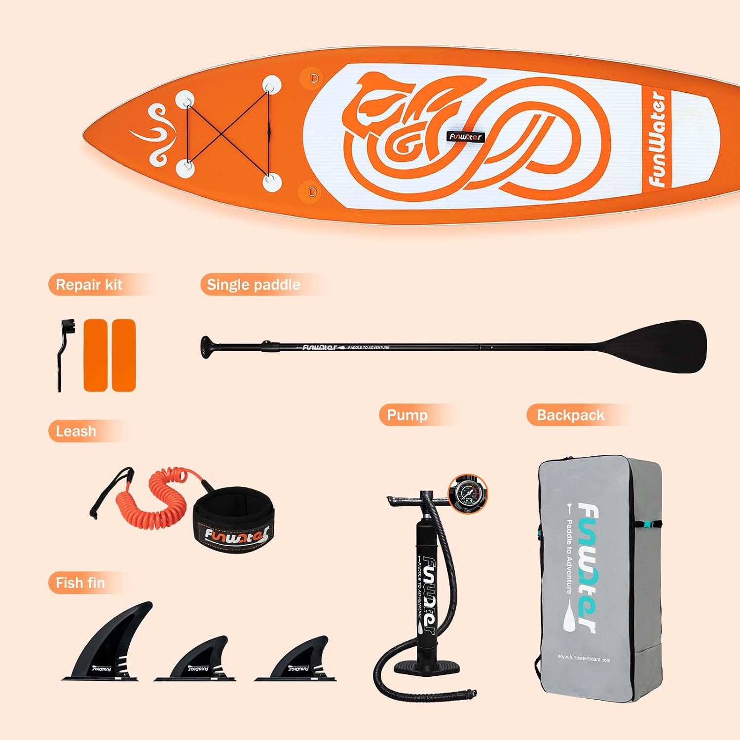 FunWater 8'/10'/10'6'/11'6' Inflatable Stand Up Paddle Board with Premium SUP Paddleboard Accessories, Wide Stable Anti-Slip EVA Deck,Paddle Boards for Adults & Youth of All Skill Levels