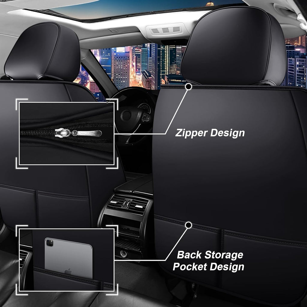 Car Seat Cover Full Set for Toyota Grand Highlander Seat Covers 2024-2025, Nappa Leather Waterproof Seat Covers For Cars, Airbag Compatible, Universal Automotive Seat Covers(Luxury Full Set/Black)