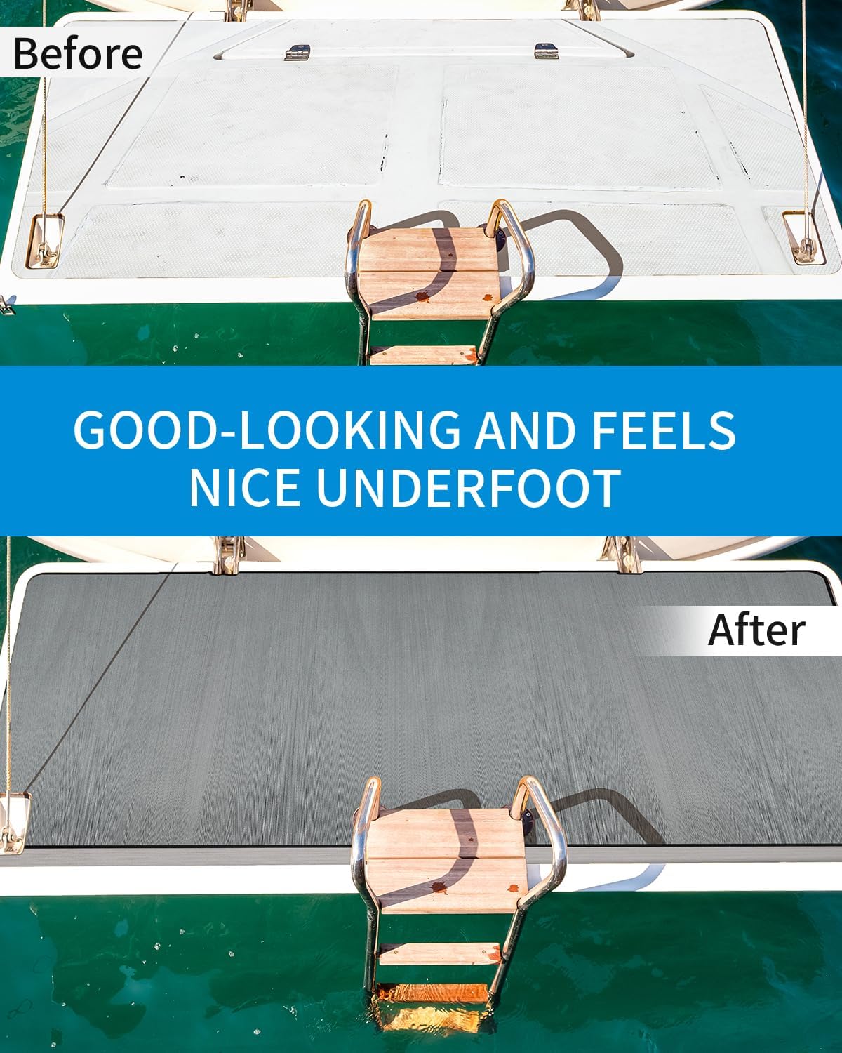 OCEANBROAD Brushed Boat Flooring 96''x16''/23.5''/38''/47'' Self-Adhesive EVA Foam Sheet Non-Slip Traction Pad for Boats Surfboard SUP Paddle Board Kayak Yacht, Camel Brown/Dark Gray/Gray/Camo