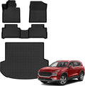 Auxko All Weather Floor Mats Cargo Mat Fit for Hyundai Santa FE 2021-2023 (Gas Only) TPE Liners Accessories All Season Guard Odorless Anti-Slip Floor Mats Trunk Mat for Hyundai Santa FE Black