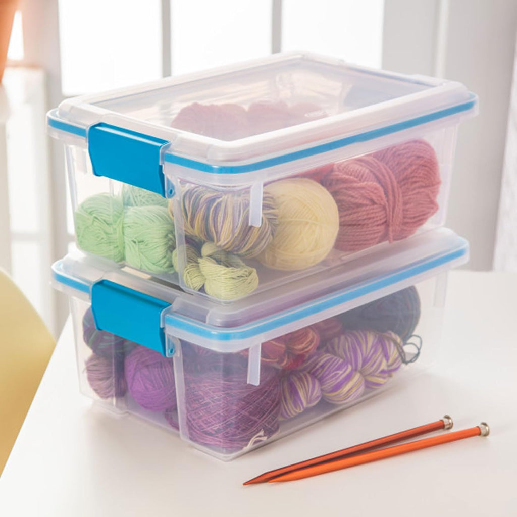 Sterilite 18-Pack Gasket Box, Weather-Resistant Storage Bins with Latching Lids, 12 Quart - Heavy-Duty Organizing Containers for Closet, Bathroom, and Office
