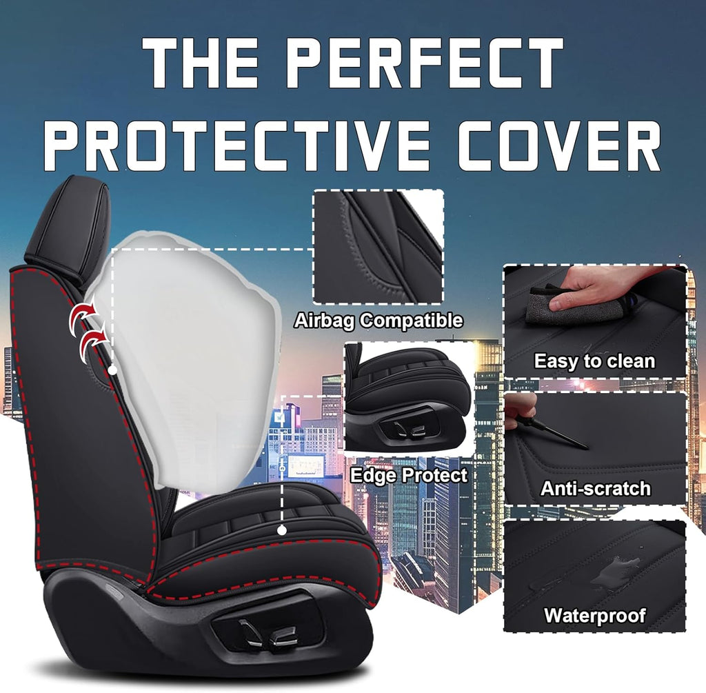 Car Seat Cover Full Set for Toyota Grand Highlander Seat Covers 2024-2025, Nappa Leather Waterproof Seat Covers For Cars, Airbag Compatible, Universal Automotive Seat Covers(Luxury Full Set/Black)