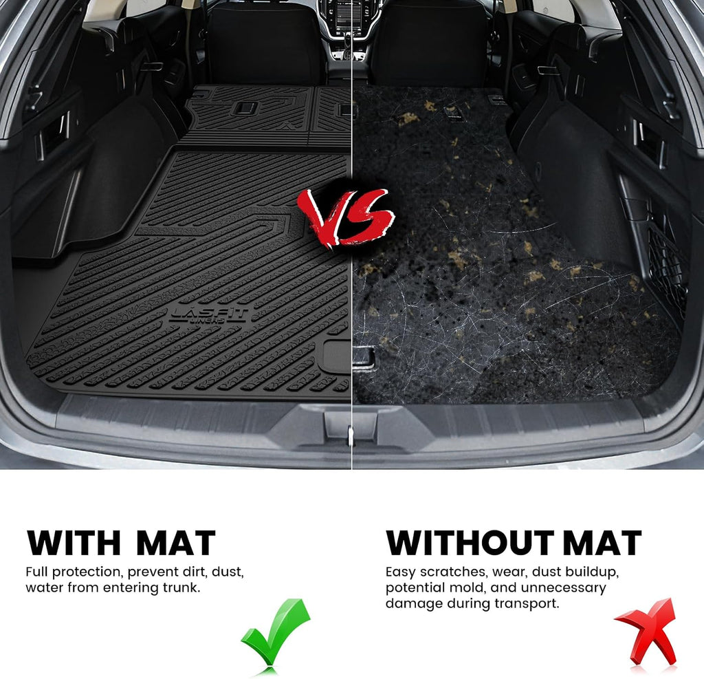LASFIT Full Set Floor Mats for Subaru Outback 2026, All Weather TPE Custom Fit Floor Liners 1st & 2nd Row & Seat Back Mat & Cargo Mat for Outback 2026,Black