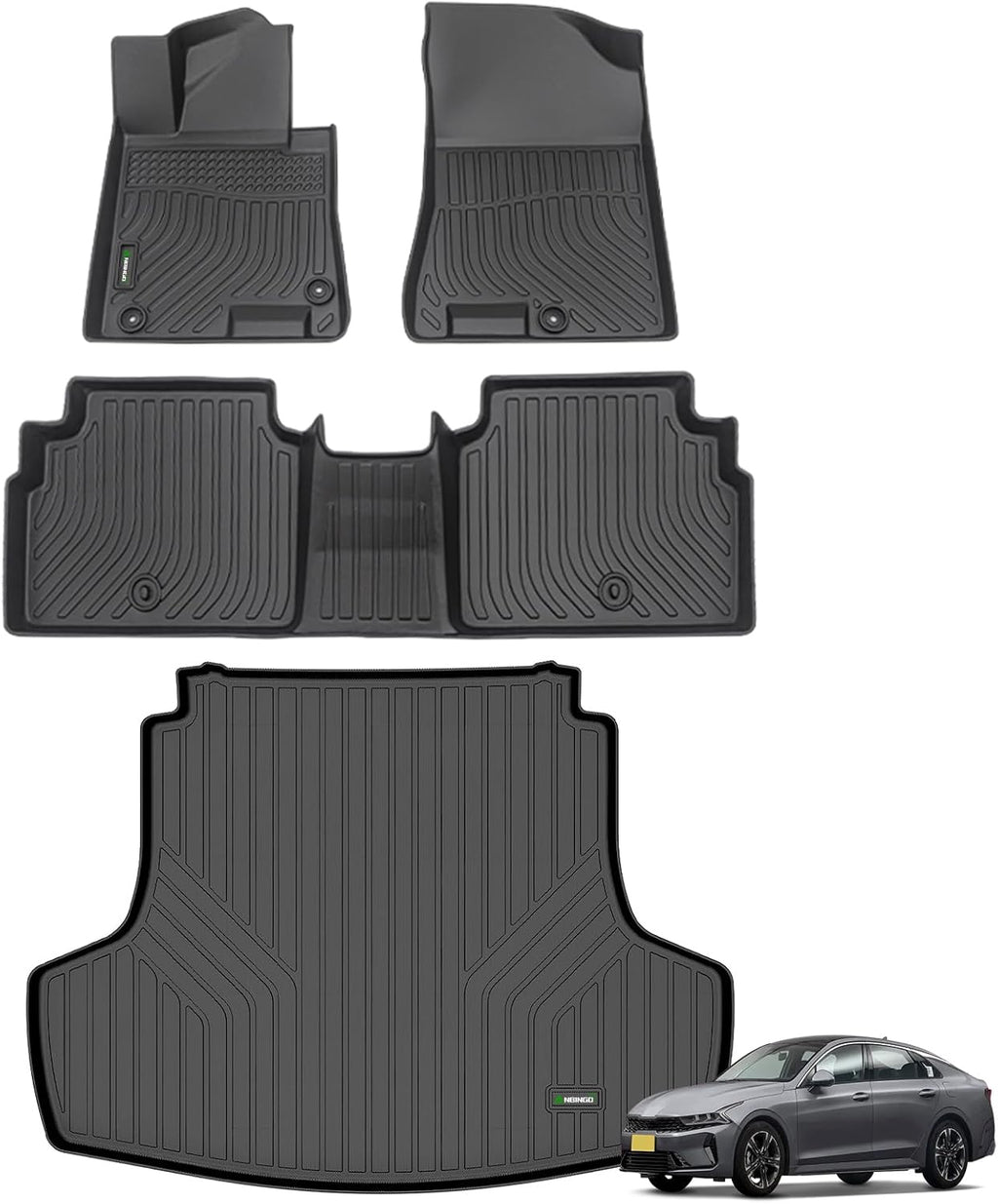 ANBINGO® Floor Mats & Cargo Liner for 2021-2026 Kia K5 (Only FWD Models) & 2020-2026 Hyundai Sonata & Sonata Hybrid Full Set for Kia K5 Gt-Line Floor Mats 2025 K5 Gt-Line Accessories Black