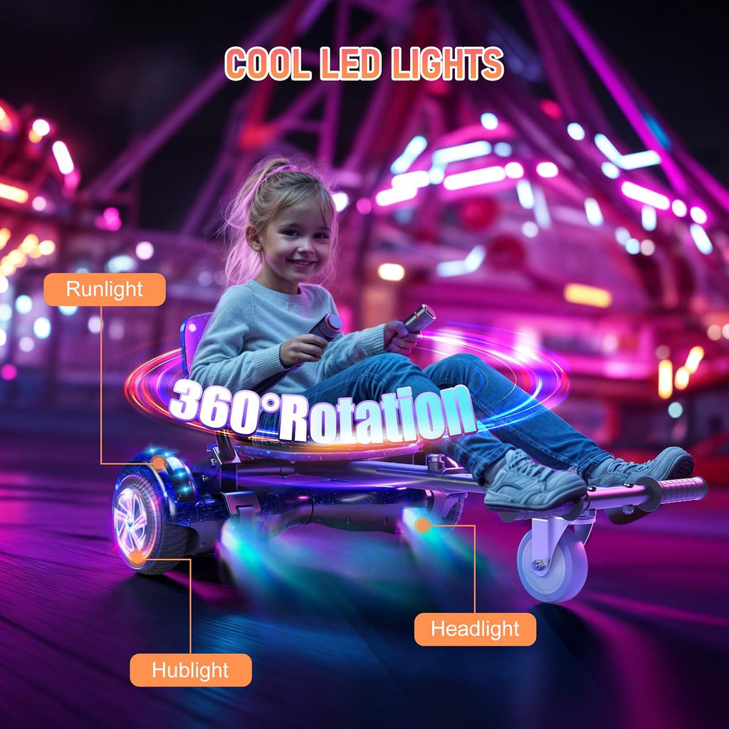 LIEAGLE Hoverboard, 6.5' Self Balancing Scooter Hover Board with Bluetooth Wheels LED Lights for Kids Adults