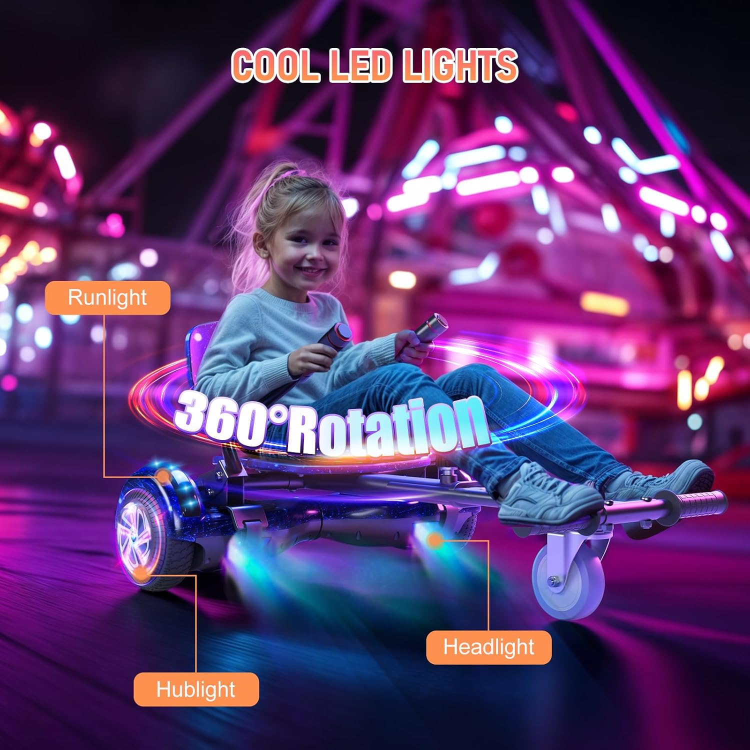 LIEAGLE Hoverboard, 6.5' Self Balancing Scooter Hover Board with Bluetooth Wheels LED Lights for Kids Adults