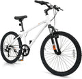 Goplus Mountain Bike, 20/24 Inch Kids Bicycle w/ 6-Speed Drivetrain, Suspension Fork, Dual Brakes, Adjustable Seat, Outdoor Cycling Children City Bike for Boys Girls