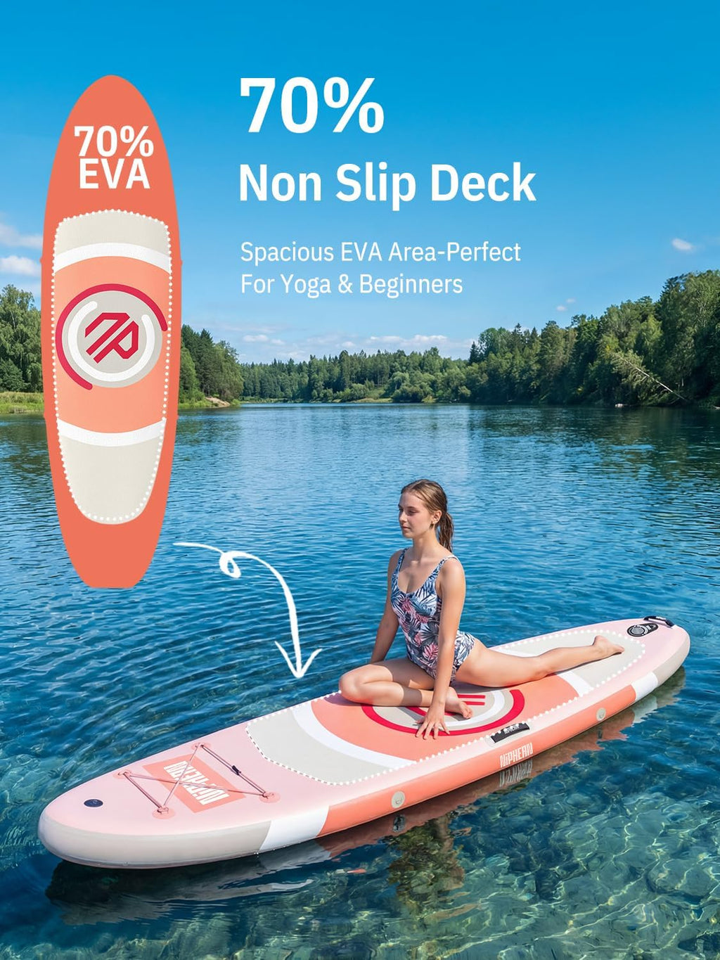 Niphean（Ultra-Light） Inflatable Paddle Board with StabilTrac Fin and Durable SUP Accessories, 10' Stand Up Paddle Boards for Adults & Youth, Versatile Yoga Paddle Board, Gift Ideas