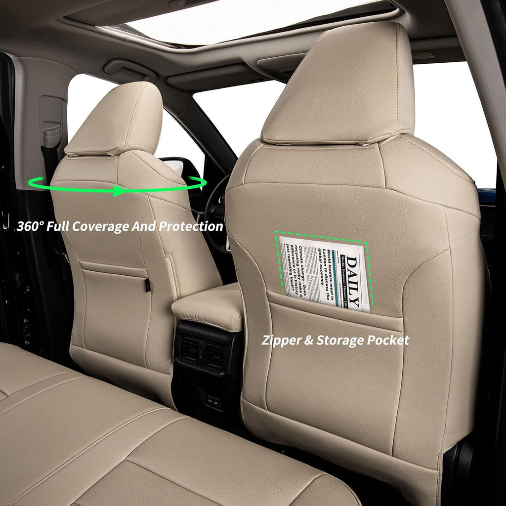 coverdream Tucson Car Seat Covers Custom Fit for 2022-2025 2026 Hyundai Tucson SEL,XRT,SE,N Line,Limited(Not fit Hybird/PHEV) SUV,Waterproof Faxu Leather Seat Protector(Full Set,Beige)