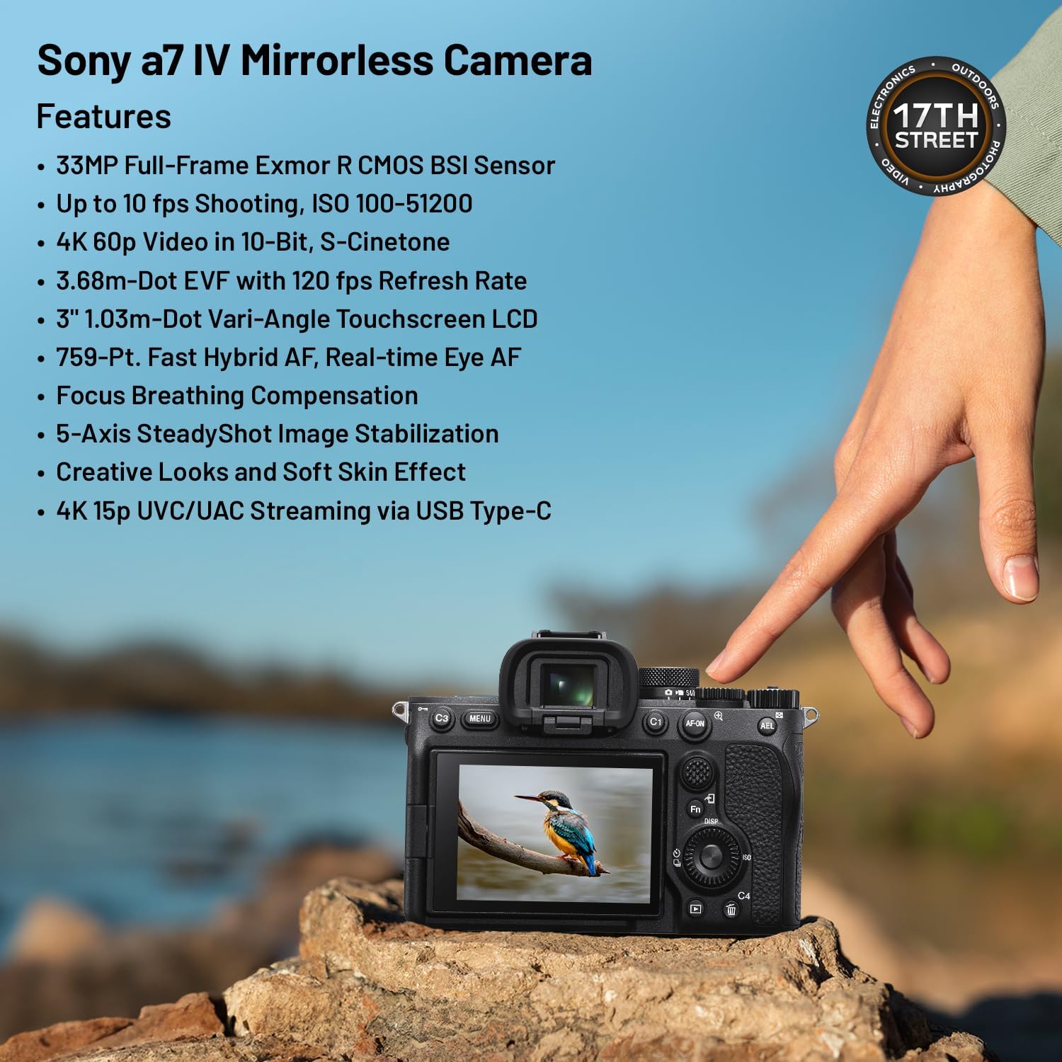 Sony a7 IV Full-Frame Mirrorless Camera - Fast Hybrid Digital Camera w/Batteries & Dual Charger Kit, Corel Software Kit, Godox Flash, 64GB SDXC Memory Card & Large DSLR Bag - Essential Bundle