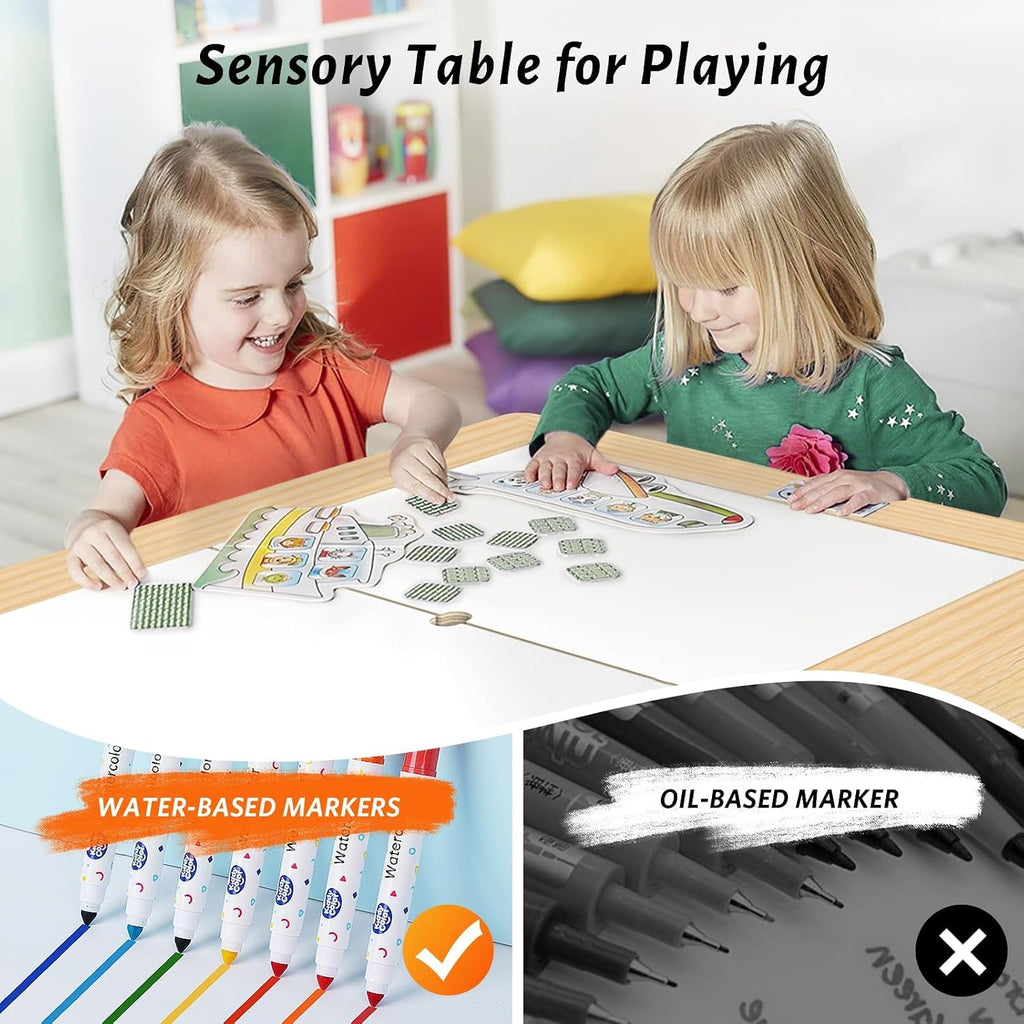 Easyego Sensory Table for Toddlers Kids Play Wooden Sand Water Table with Can DIY Creation Pegboard & Foldable Storage Bins for Indoor and Outdoor Use,Birthday Gifts for Boys and Girls - Natural Color
