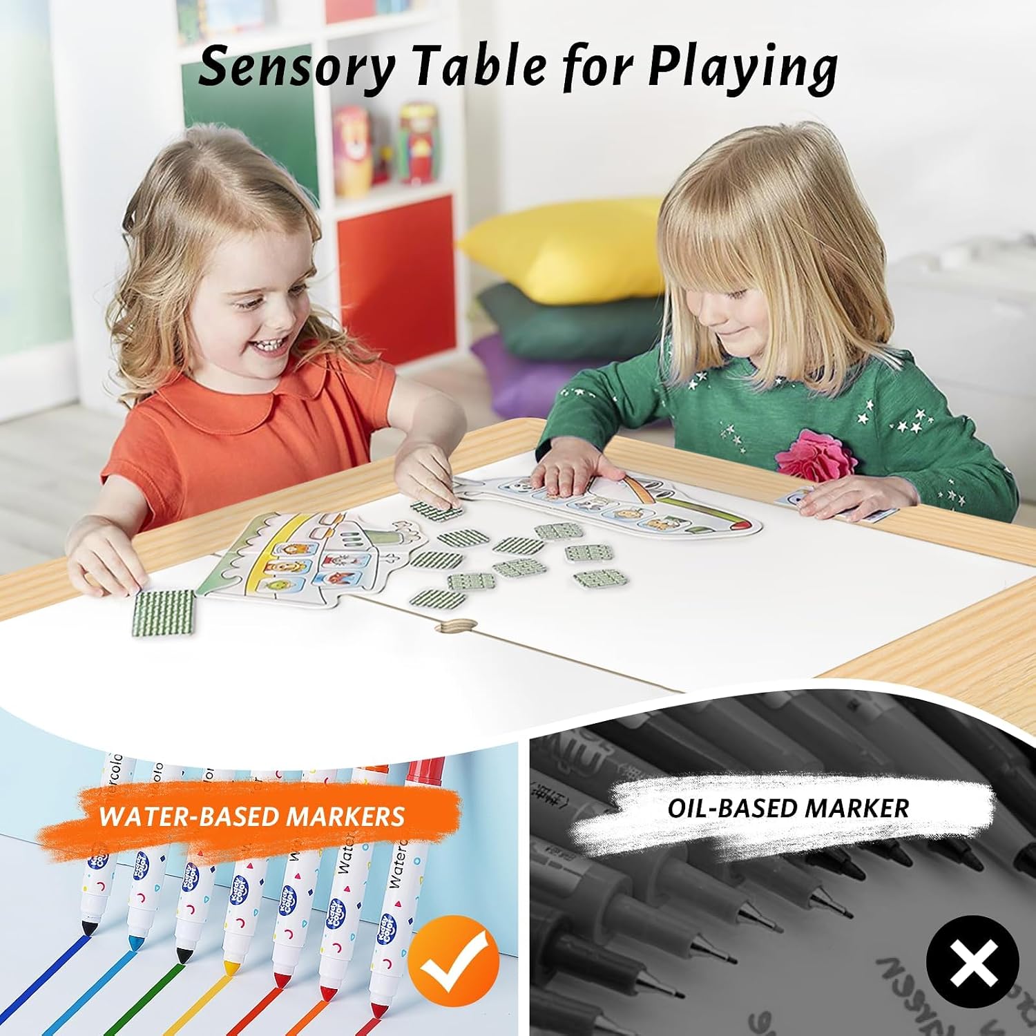 Easyego Sensory Table for Toddlers Kids Play Wooden Sand Water Table with Can DIY Creation Pegboard & Foldable Storage Bins for Indoor and Outdoor Use,Birthday Gifts for Boys and Girls - Natural Color