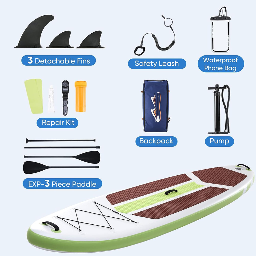Sweetcrispy Inflatable Stand Up Paddle Board with Premium SUP Paddleboard Accessories,2-in-1 Paddle,Wide Stable Design,Non-Slip Comfort Deck for Adults & Youth of All Skill Levels
