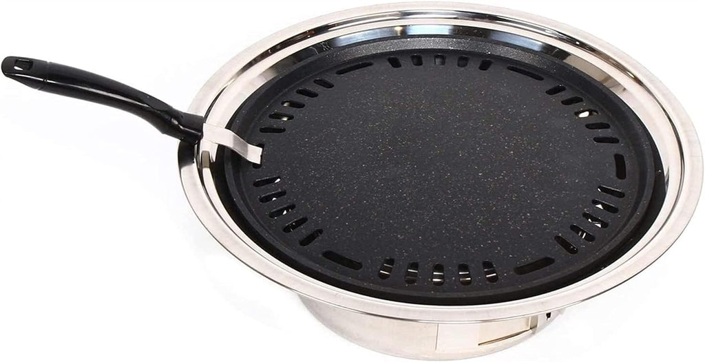 Portable Table Grill, Korean Style BBQ Grill, Stainless Steel BBQ Grill Stove Outdoor Camping Cooker, Charcoal Grill BBQ, Round Barbecue Grill, Indoor&Outdoor Grill BBQ,15.75inch