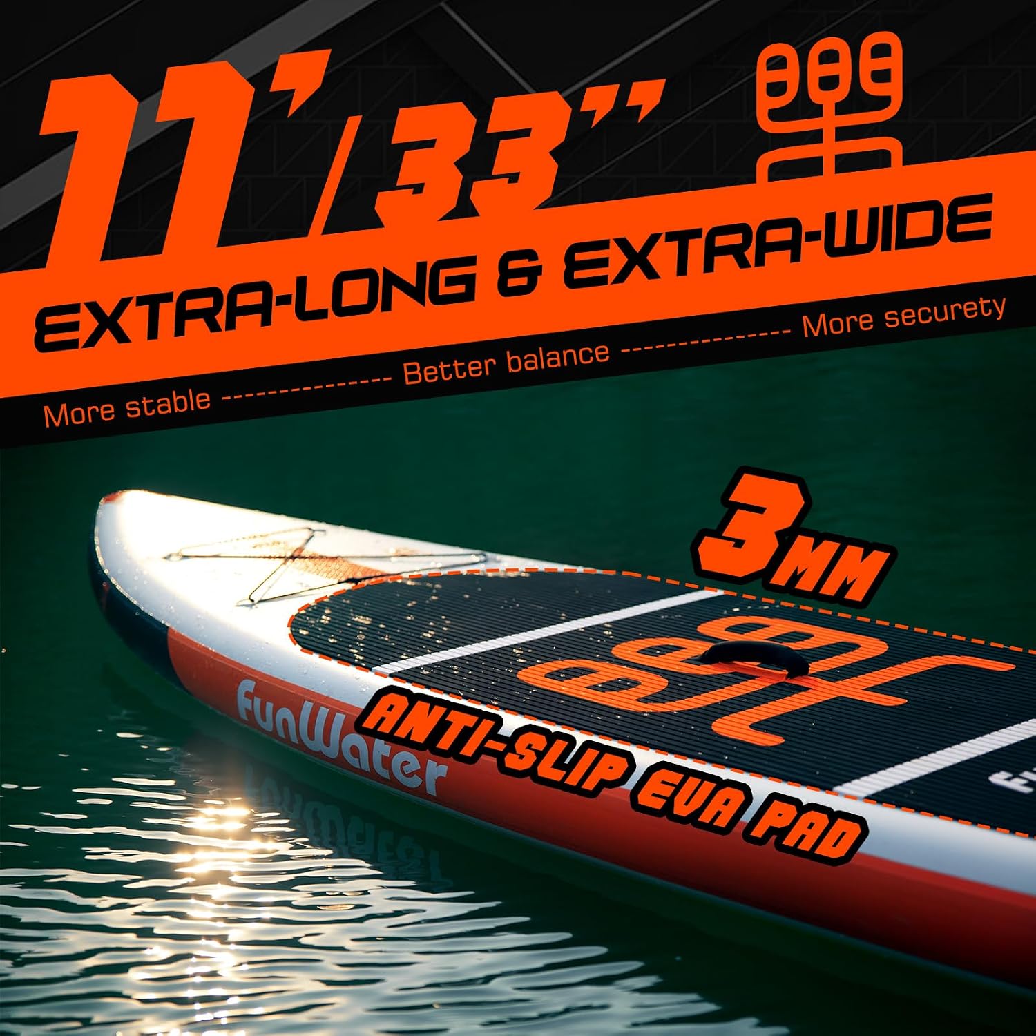 FunWater Stand Up Paddle Board Ultra-Light Inflatable Paddleboard with SUP Accessories for Adults & Youth of All Skill Levels