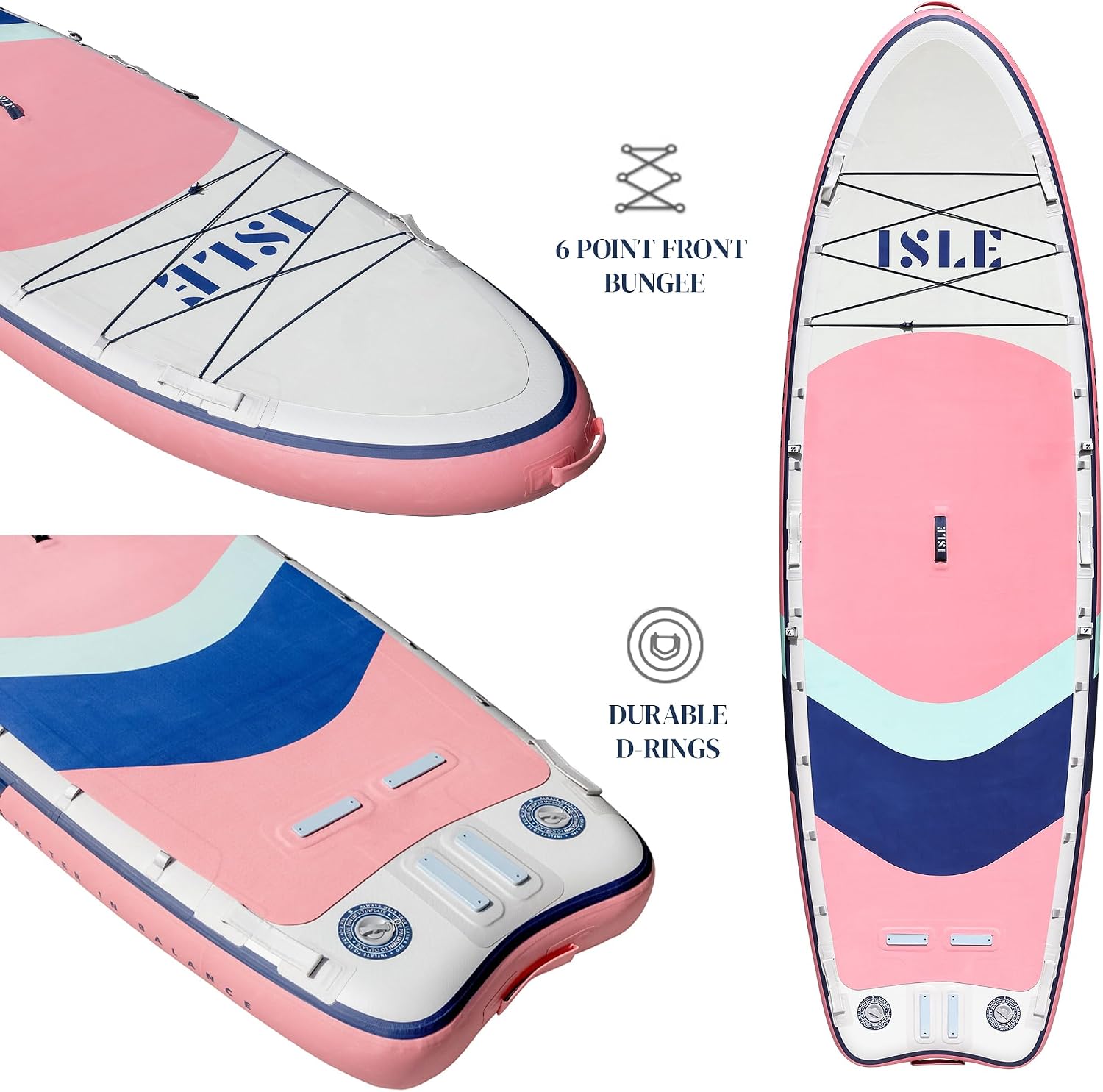 ISLE Megalodon Inflatable Stand Up Paddle Board & iSUP Bundle Accessory Pack - Up to 1,050 lbs Capacity — Durable, Lightweight, Stable — 12' L x 45' W x 8' OR 15' L x 56' W x 8'