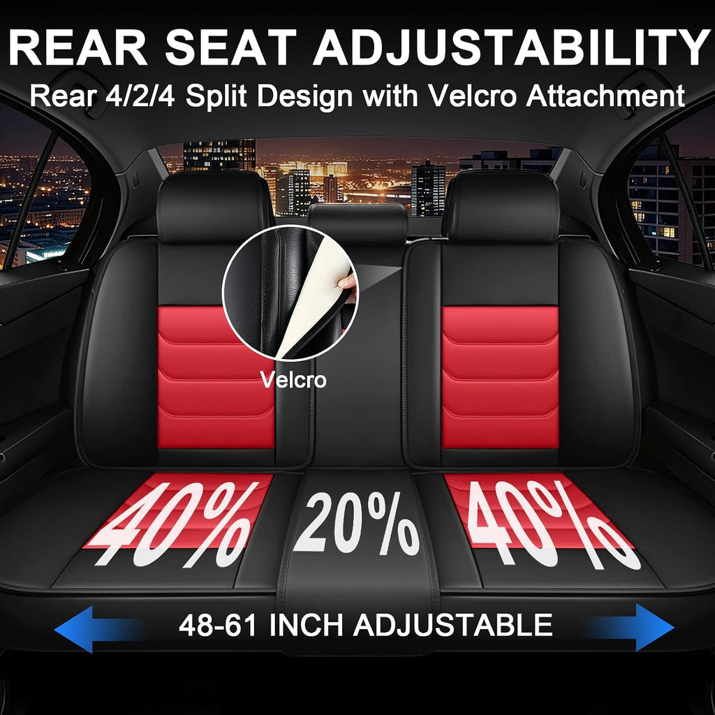 JWLK Seat Covers for Buick Envision 2016-2026, Family Seat Covers for Cars, Non-Slip, Airbag Compatible Vehicle Cushion, Waterproof & Easy-Clean(Standard 5 Seats, Black Red)