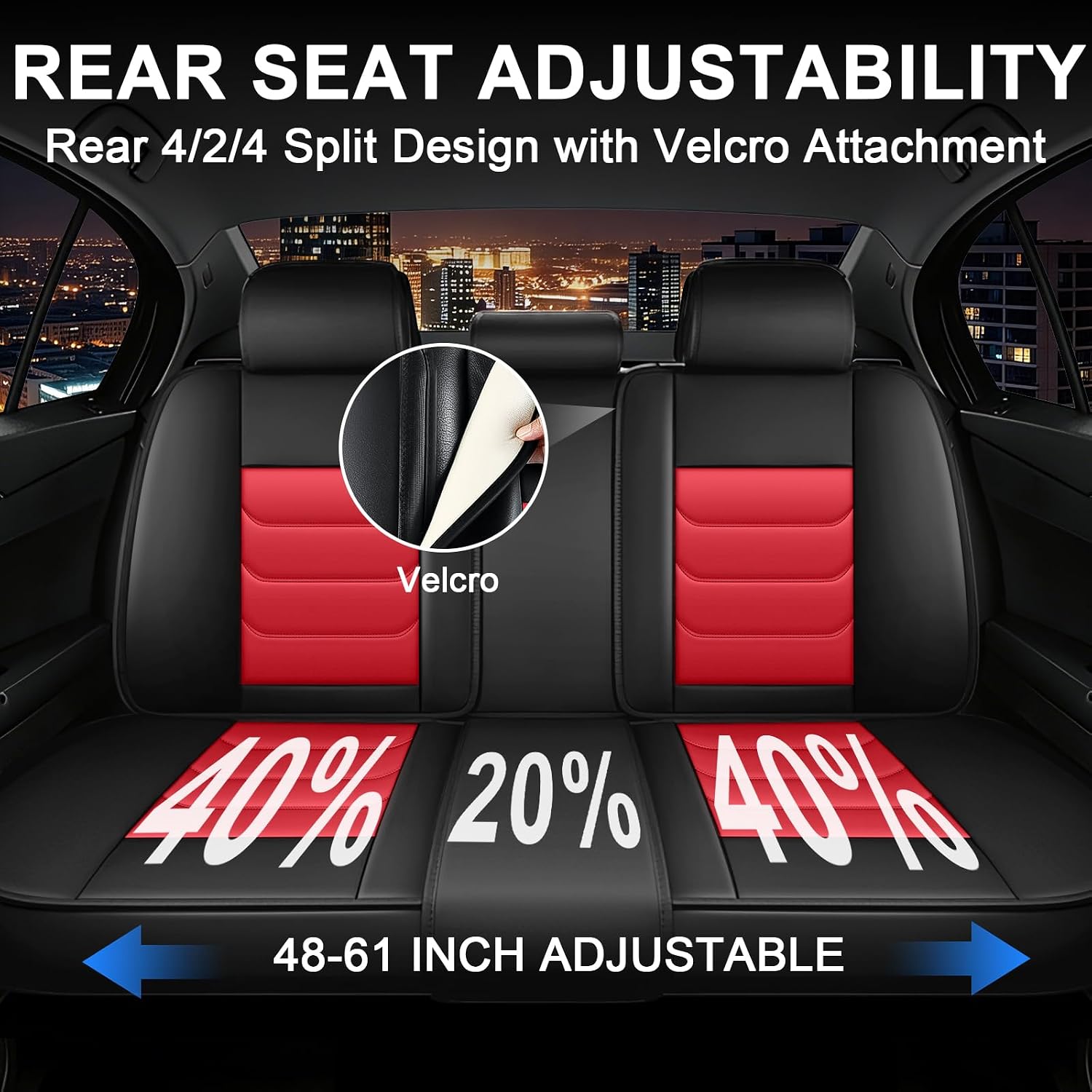 JWLK Seat Covers for Buick Envision 2016-2026, Family Seat Covers for Cars, Non-Slip, Airbag Compatible Vehicle Cushion, Waterproof & Easy-Clean(Standard 5 Seats, Black Red)