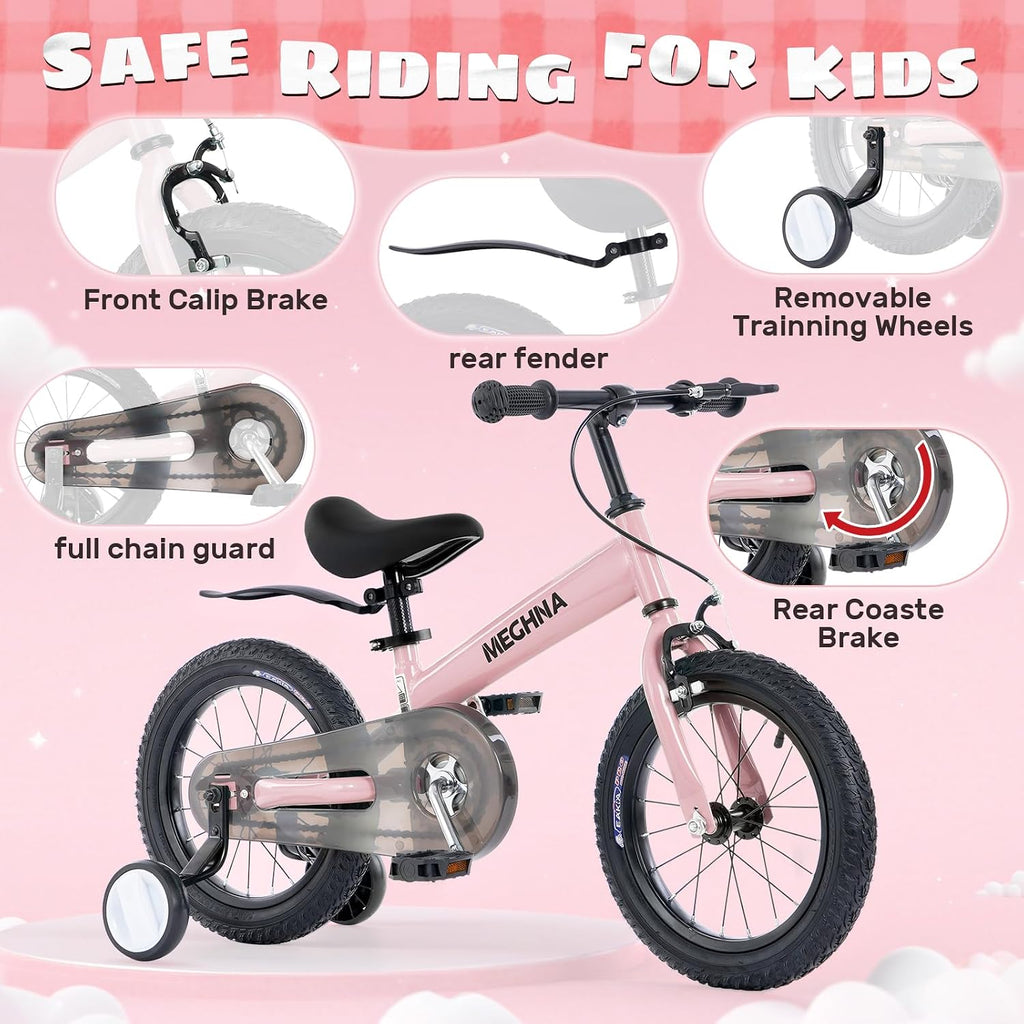 WEEROCK 2 in 1 Kid Bike and Balance Bike, 14 Inch Kids Bicycle and Balance Bikes for 2+ Years Boys Girls, Steel Frame, Front Calip Brake and Rear Coaster Brake for Children, Multiple Colors