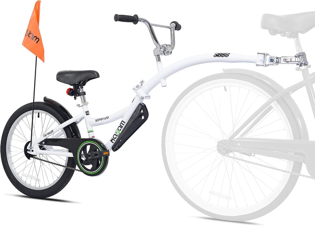 KaZAM Co-Pilot Bike Trailer - 20 Inch Bike Trailer with Adjustable BMX Stem and Handlebar - Lightweight Aluminum Frame and Padded Saddle for Cycling - Perfect for Family Rides