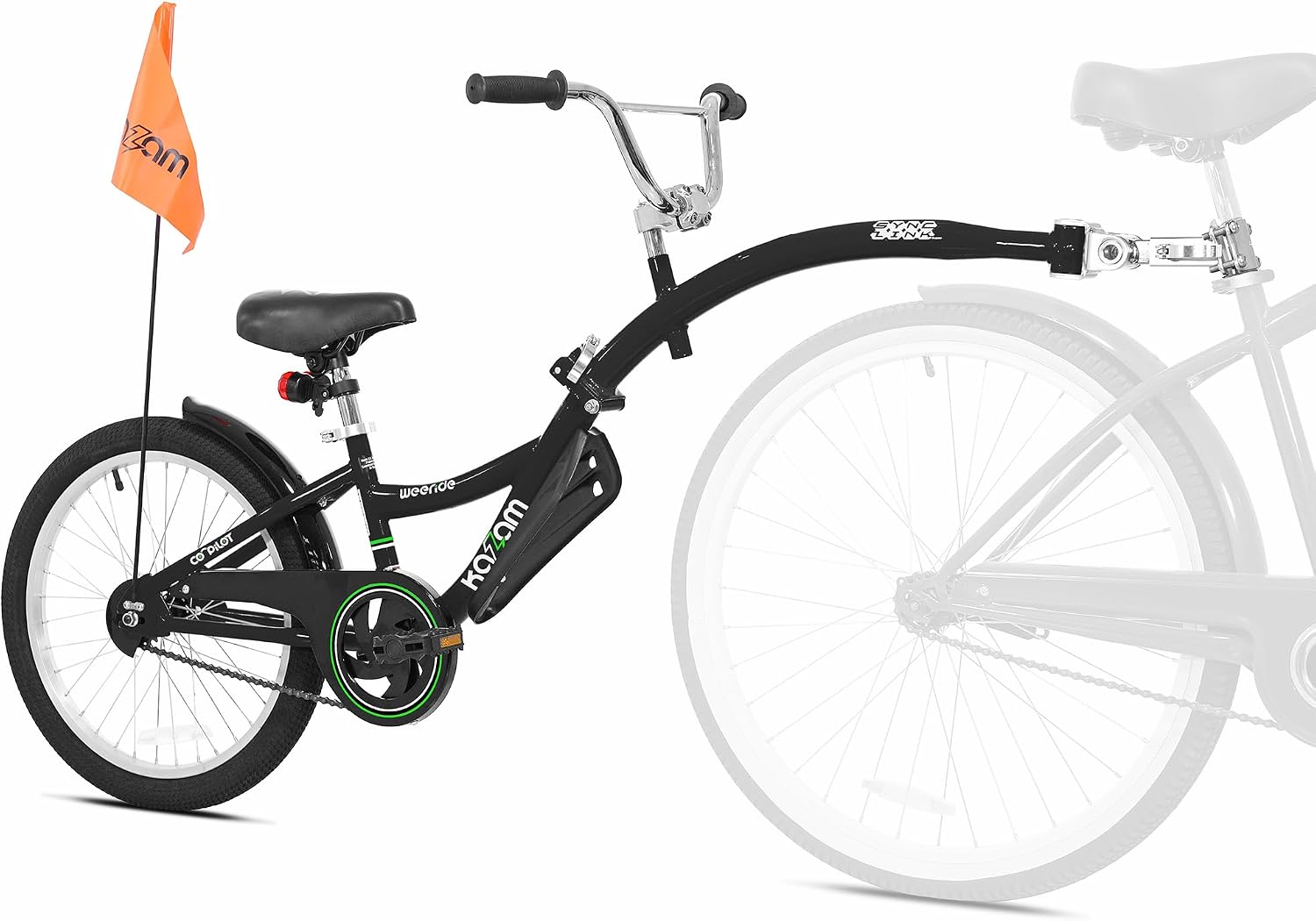 KaZAM Co-Pilot Bike Trailer - 20 Inch Bike Trailer with Adjustable BMX Stem and Handlebar - Lightweight Aluminum Frame and Padded Saddle for Cycling - Perfect for Family Rides