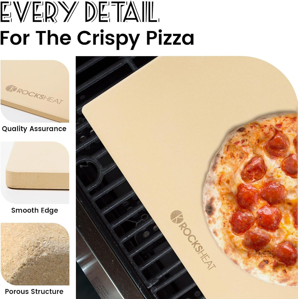 Pizza Stone, Rectangular Extra Large 23.6' x 15.8' x 0.6' Pizza Stones for Oven Grill, Industrial Commercial Heavy Duty Cordierite Baking Stone for Pizza Bread, Pizza Accessories, 14.19 lbs