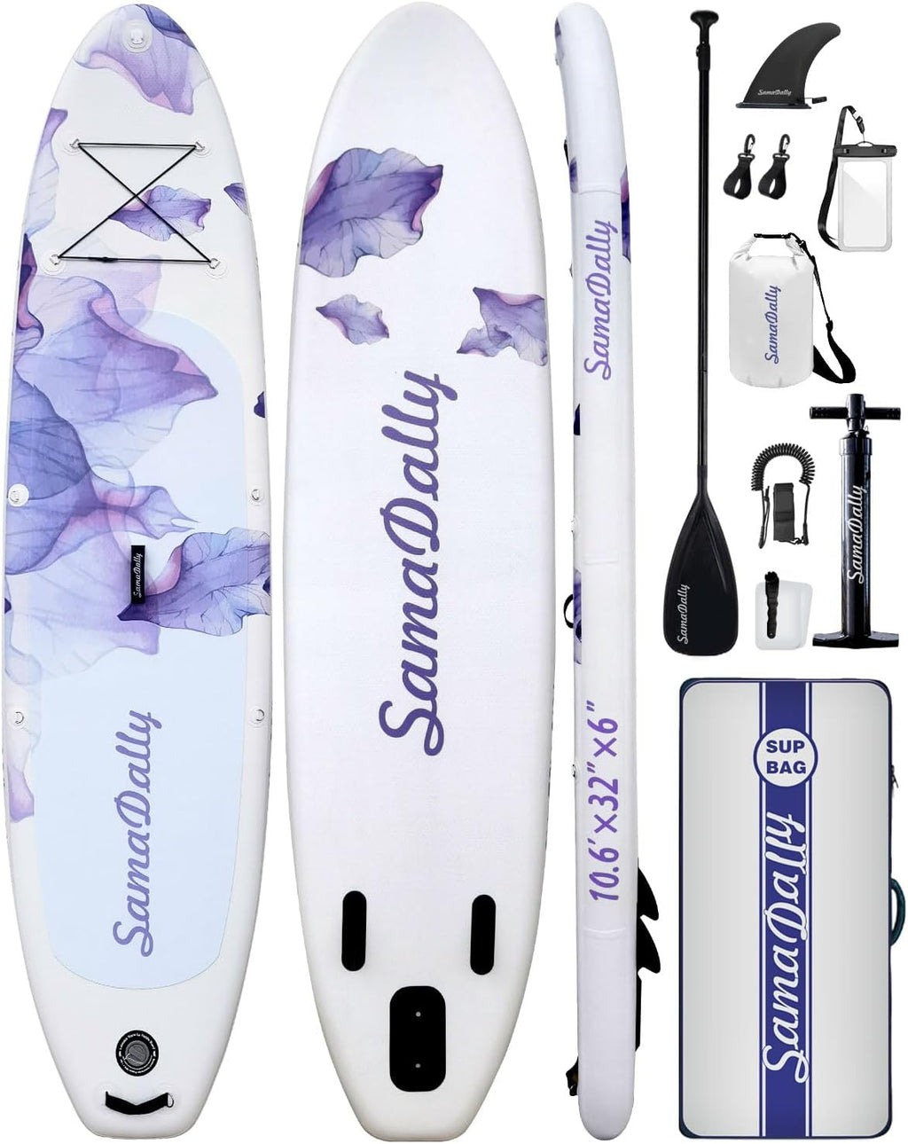 10.6' Inflatable Stand Up Paddle Boards, 32' Paddle Board of All Skill Levels with Complete Inflatble SUP Accessories, Hand Pump, Waterproof Bag, Removable Fin, Leash