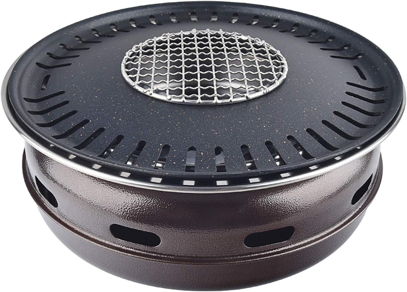 BBQ Barbeque Barbecue Grill, BBQ, Korean Smokeless Household Charcoal Grill, Galvanized Sheet Barbecue Stove, 100% Maifan Stone, 9 Styles (Color : F)