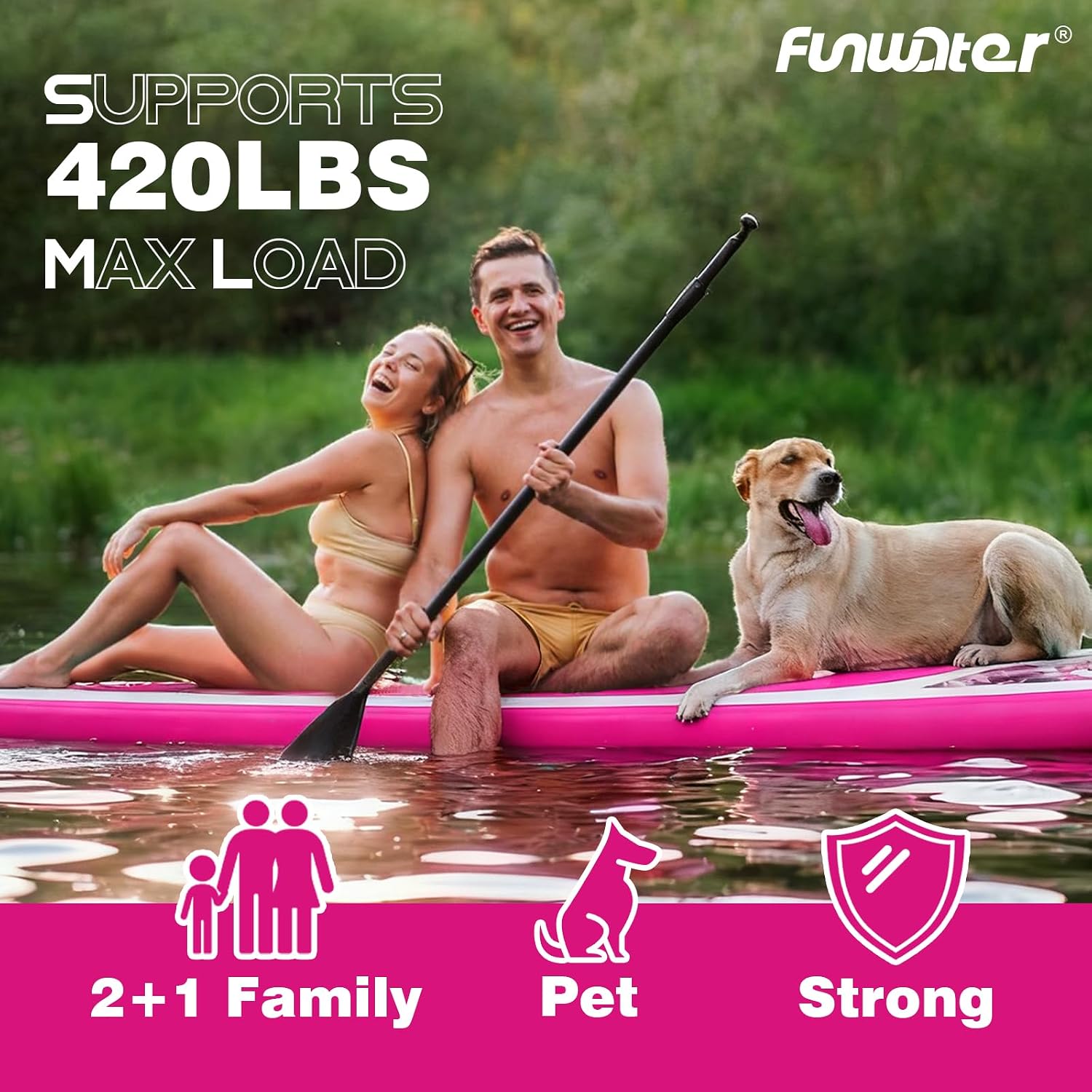 FunWater Stand Up Paddle Board Ultra-Light Inflatable Paddleboard with SUP Accessories for Adults & Youth of All Skill Levels