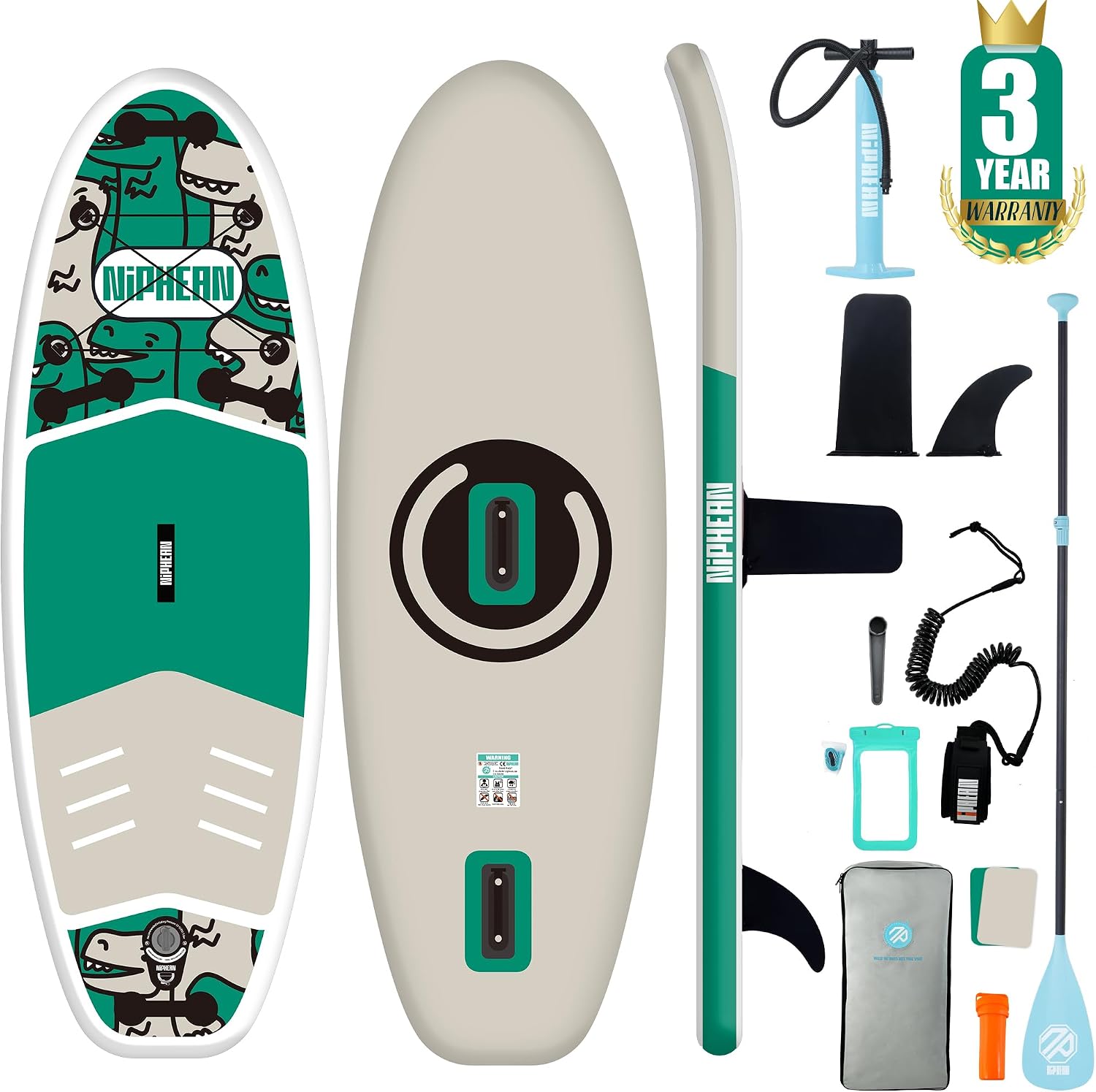 Niphean Inflatable Stand Up Paddle Board with SUP Accessories, Anti-Slip EVA Deck, 10'6'' Inflatable Paddle Boards for Adults & Youth of All Skill Levels