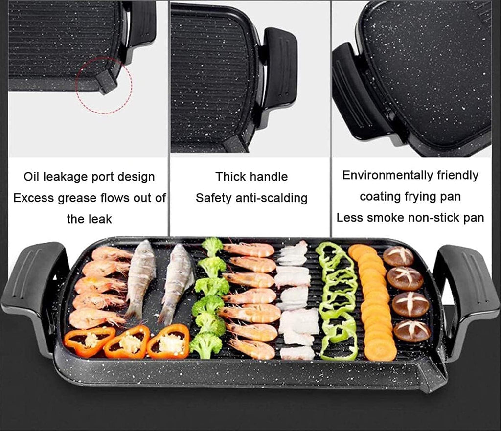 Indoor Korean Barbecue Grill Household Electric Grill, Electric Baking Pan Hot Pot BBQ Home Maifan Stone Electric Frying Pan Double Control Separated Electric Oven,Portable Nonstick Griddle