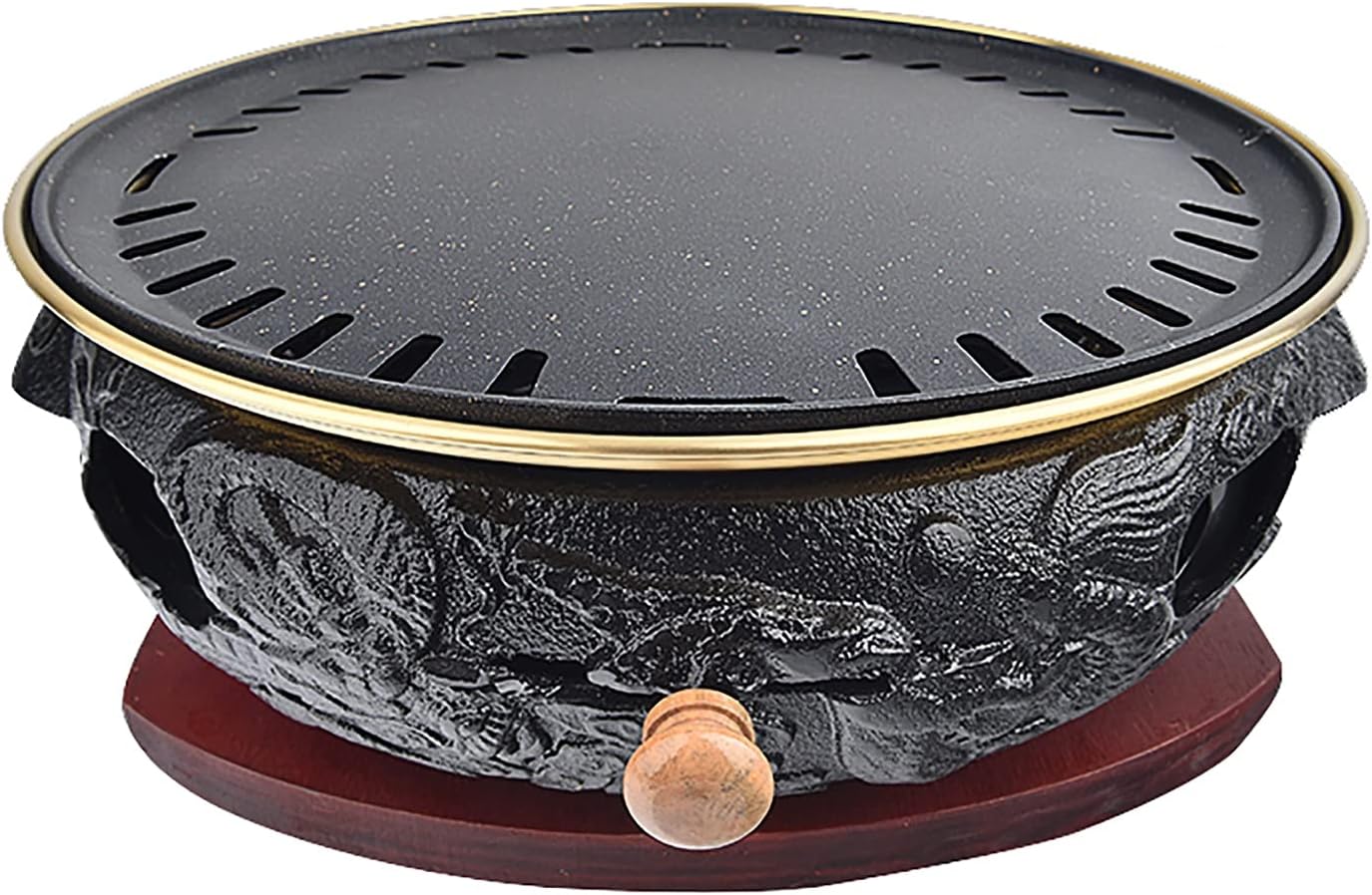 BBQ Barbeque Barbecue Grill, BBQ, Top Korean Smokeless Charcoal Dragon Pattern Cast Iron Grill, Binaural Cross Net，19 Styles (Color : A)