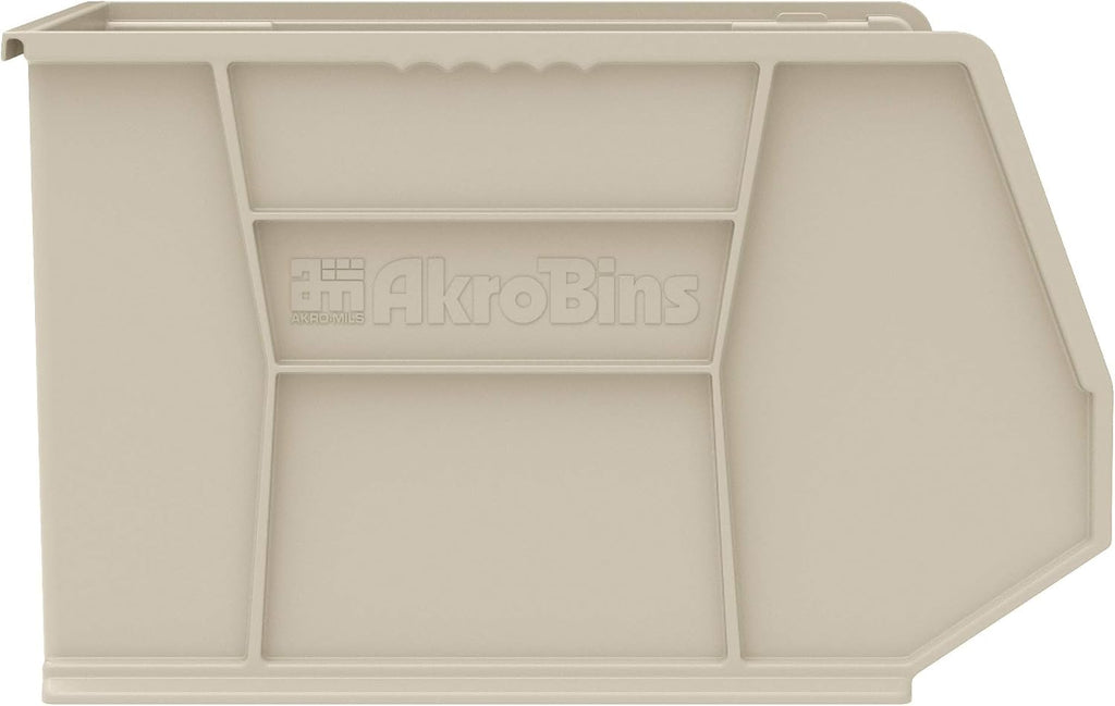Akro-Mils 30270 AkroBins Plastic Storage Bins, Space-Saving Stackable Bins for Garage, Pantry, Craft Organization, 18' x 16' x 11', Stone, 3-Pack