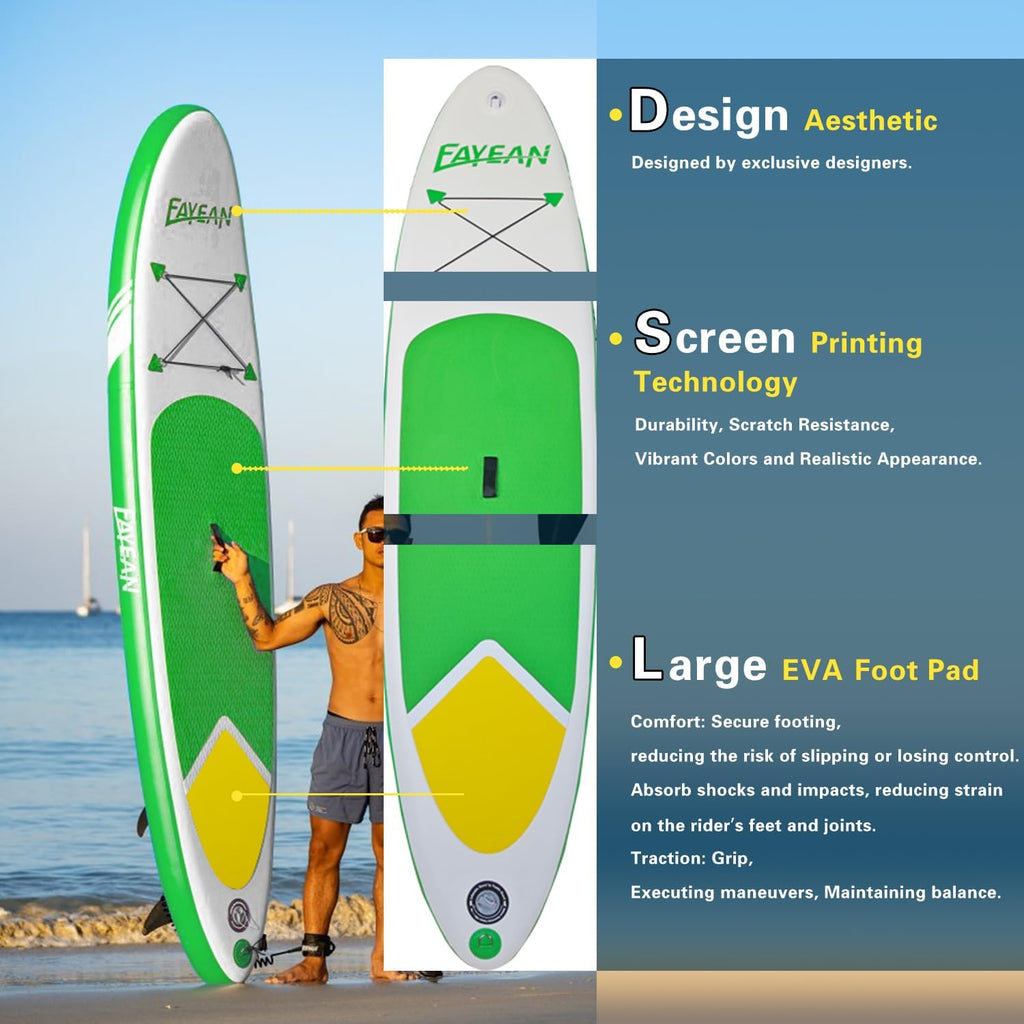 Inflatable Paddle Board,Extra Wide 10.6'/11' Stand Up Paddle Board with Sup Accessories,400lbs Capacity for Family with Safety Leash, All Skill Levels Sup for Yoga,Fishing,Surfing
