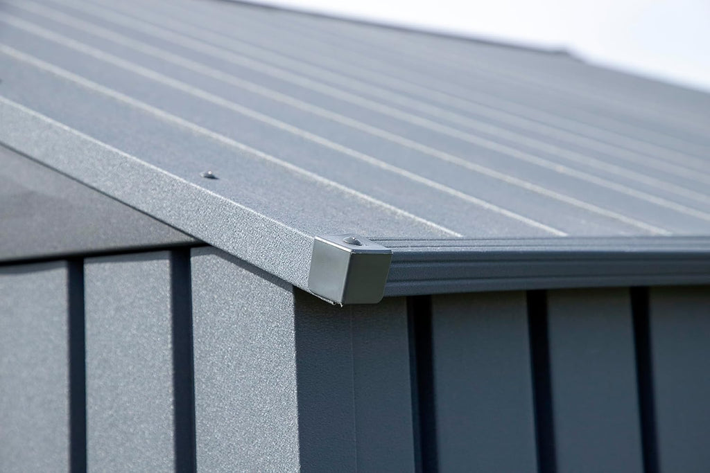 Arrow Shed Elite 12' x 16' Tall Outdoor Steel Storage Shed with High Gable and Lockable Doors Storage Building, Anthracite