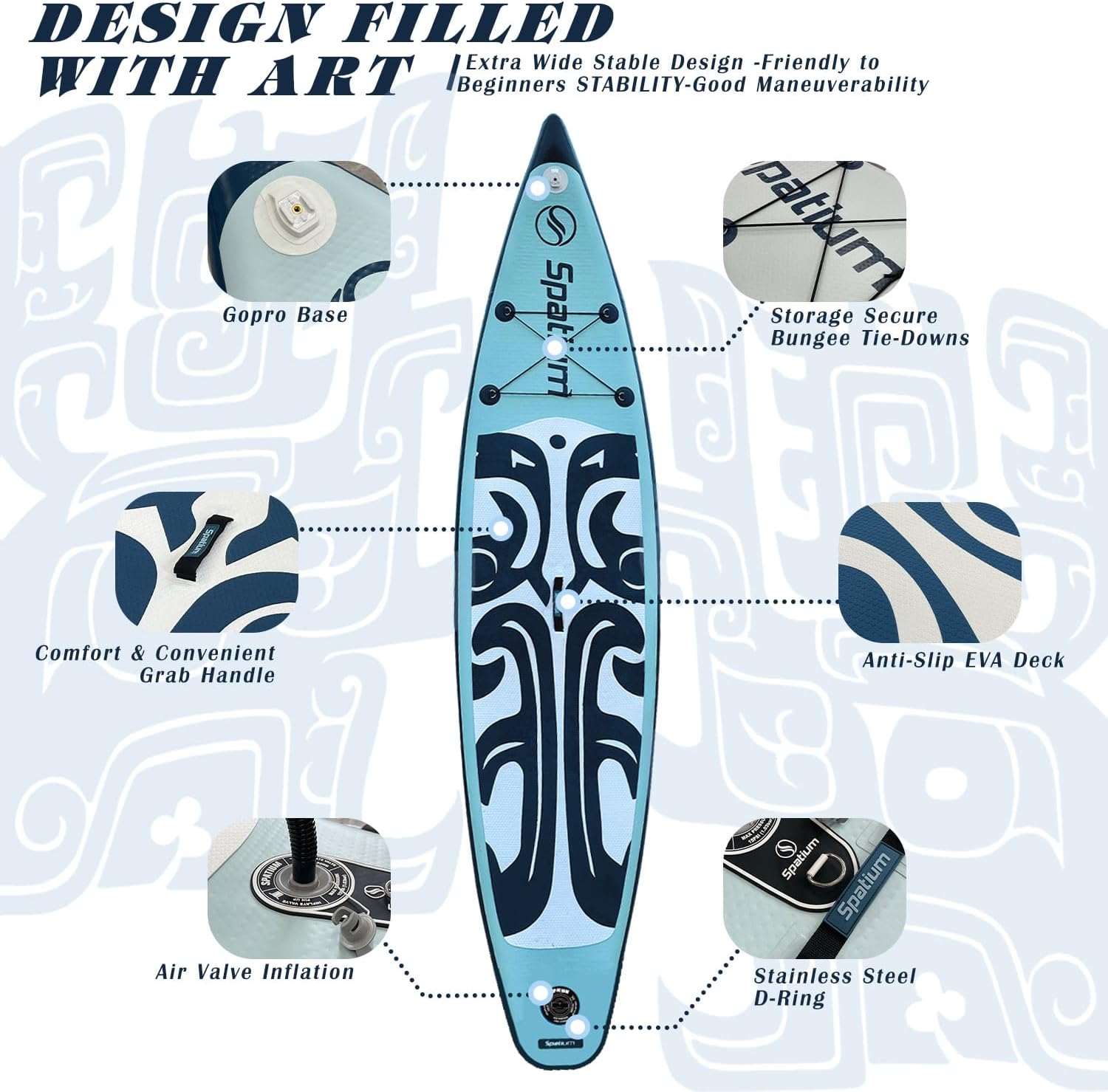 Spatium 11'5'x32' Magnetic Cup Holder Touring Paddle Board Stand Up Paddle Board for Adults,440lb Capacity SUP Board with Camera Mount for Youth & Adults of All Skill Levels