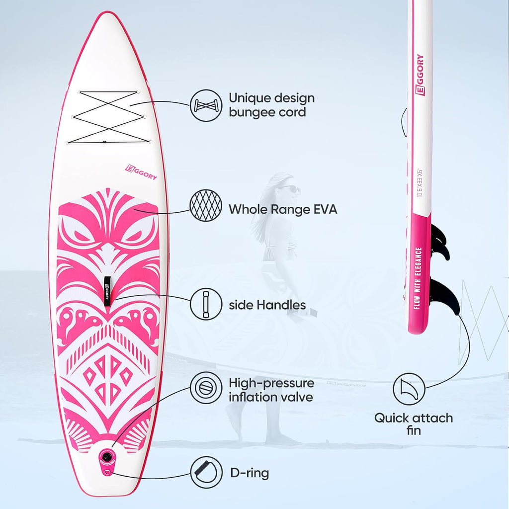 Inflatable Paddle Board,Stand Up Paddle Board Set, Extra Wide SUP Board with Removable Fin, Floating Paddle, Hand Pump, Waterproof Phone Pouch,Traveling Board