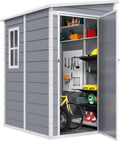 DWVO 5x4ft Resin Outdoor Storage Shed with Floor, Large Waterproof Lockable Storage Shed with Window, Plastic Outside Tool Storage for Garden Backyard Patio Lawn (Gray)