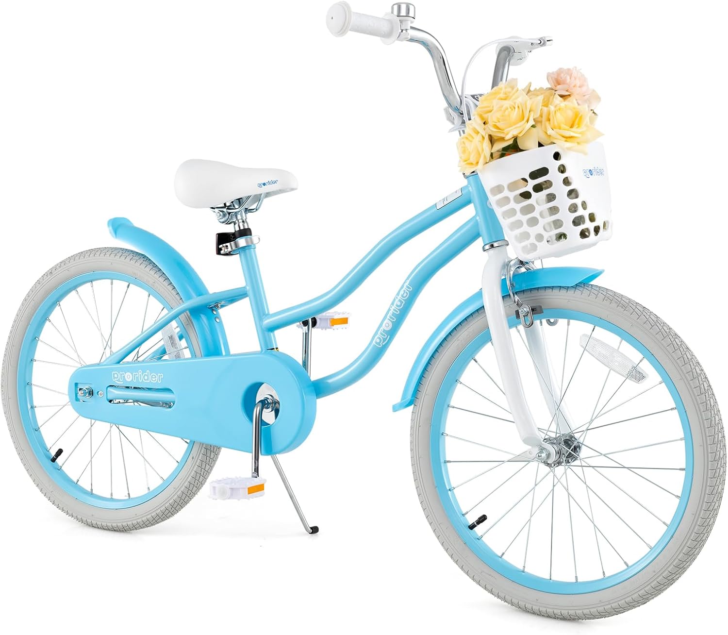 BABY JOY Kids Bike, 12 14 16 18 20 Inch Boys Girls Bike w/Adjustable Seat, Removable Basket, Handbrake & Coaster Brake, Training Wheels or Kickstand, Kids Bicycle with Multi-Color