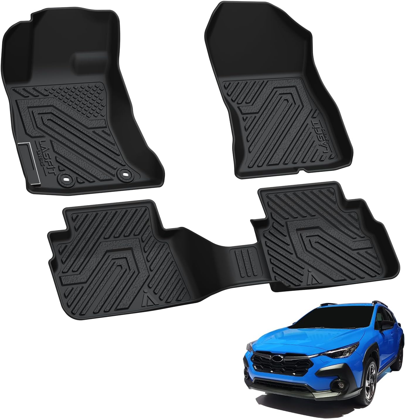 LASFIT Floor Mats Fits for Subaru Crosstrek 2023-2018 & Impreza 2023-2017, All Weather TPE Custom Fit Easy Clean Durable Car Accessories for Crosstrek & Impreza Base/Limited/Premium/Sport Floor Liners
