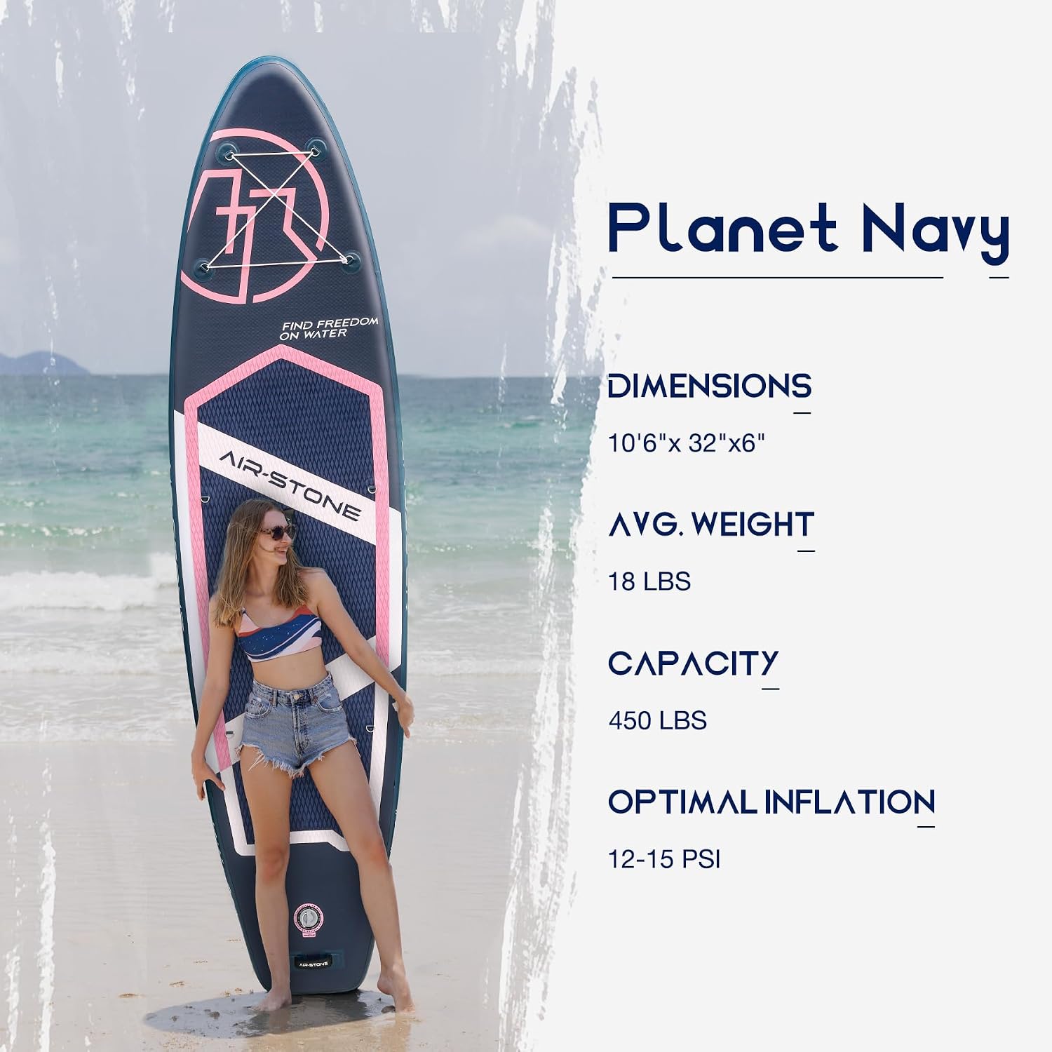 AIR-STONE 10'6' 450 lb Capacity，Inflatable Stand Up Paddle Board with sup Accessories Including Backpack, Repairing Kits, Non-Slip Deck, Leash, 3 Fins, Paddle and Hand Pump