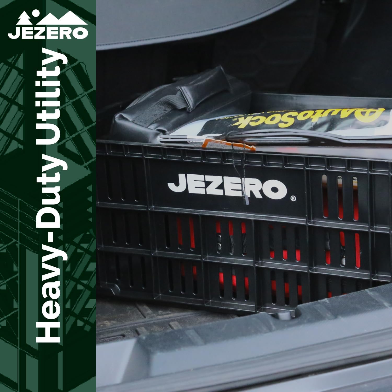JEZERO Black 6-Pack Harvest Storage Crate – Stackable Plastic Tote Box for Fruit & Vegetables, Kitchen, Pantry, Closet, Car & Outdoor Use | Open Utility Bin, 20' x 12' x8'
