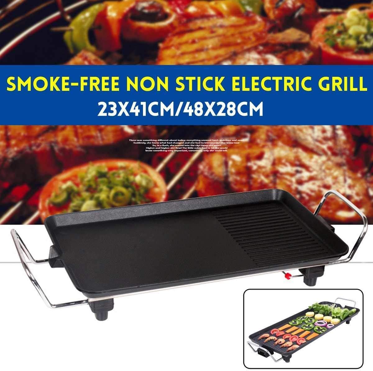 Aluminum Electric Grills Indoor Korean Bbq Grill Ceramic Smeless Non Stick Less Electric Griddles Indoor BBQ