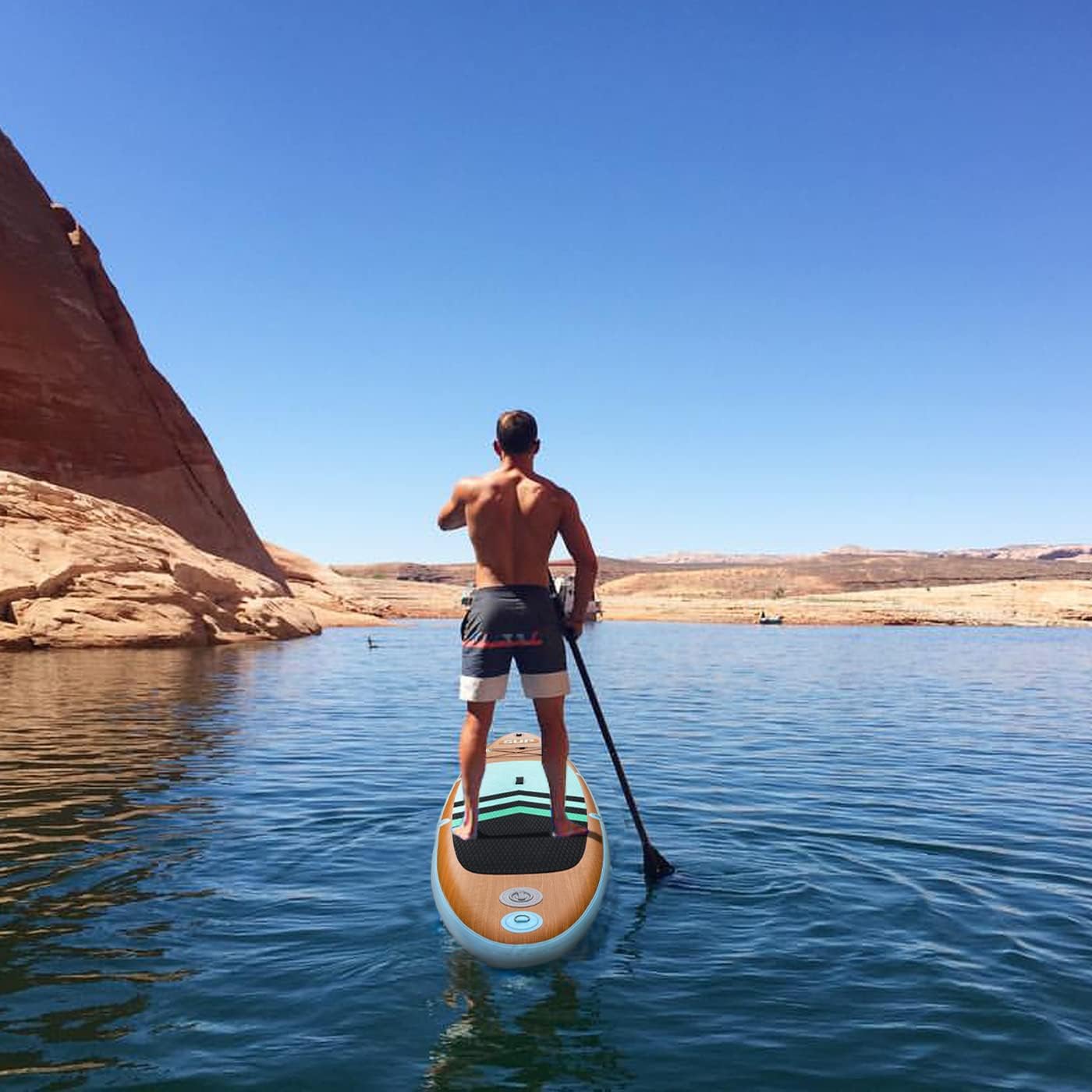 Inflatable Stand Up Paddle Board (6 Inches Thick), ISUP Package W/Premium SUP Accessories & Backpack, Non-Slip Deck,Fins, Adjustable Paddle, Leash, Hand Pump,Standing Boat for Youth & Adult
